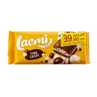 Шоколад молочный пористый Roshen Lacmi с молочной начинкой и рисовыми шариками, 85 г