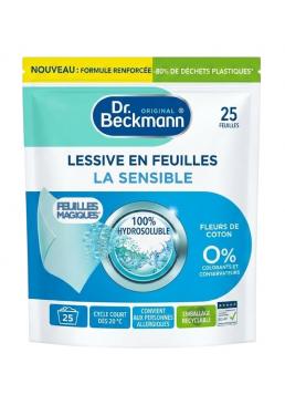 Серветки для прання Dr. Beckmann Magic Leaves Sensitiv з алое вера, 25 шт