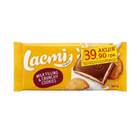 Молочный шоколад Roshen Lacmi с молочной начинкой и печеньем, 100 г 