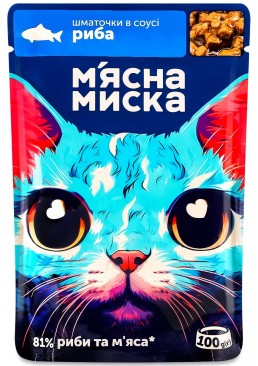 Корм влажный для взрослых кошек Мясная Миска кусочки в соусе рыба, 100 г