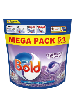 Універсальні капсули для прання Bold All-in-1 Pods Lavendar & Camomile, 51 шт