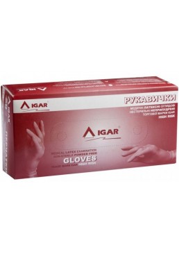 Рукавички латексные обзорные Igar High Risk Неопудренные S Синие, 50 шт