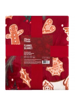 Мягкий теплый плед покрывало ARDESTO Christmas Flannel Имбирные домики, 160x200 см