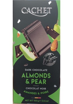 Черный шоколад Cachet Almonds & Pear 57% с миндалем и грушей, 100 г