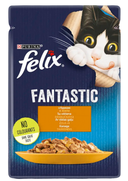 Влажный корм для кошек Felix Fantastic, кусочки в желе, с курицей, 85 г