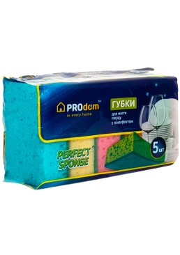 Губки для мытья посуды Prodom Perfect, 98 мм х 68 мм х 35 мм (5 шт)