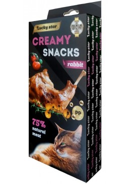 Лакомство для кошек Lucky Star нежное пюре из мяса кролика, 10 гх6 шт