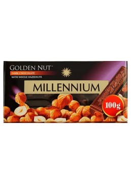 Черный шоколад Millennium Gold с целыми лесными орехами, 100 г