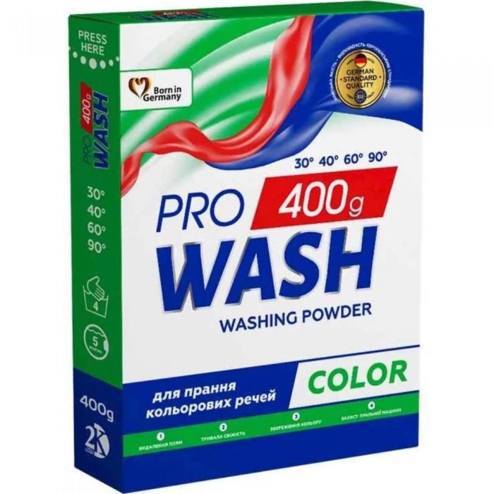 Пральний порошок PRO WASH Color, 400 г (5 прань) - 