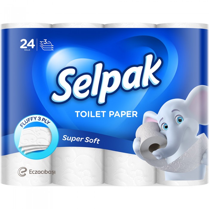 Туалетний папір Selpak тришарова Біла, 24 рулона - 