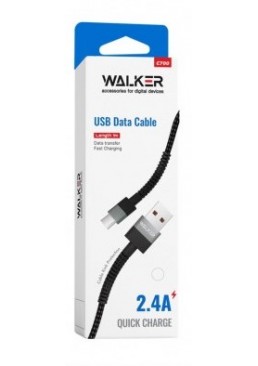 Кабель USB WALKER C700 Lightning black, 1 м