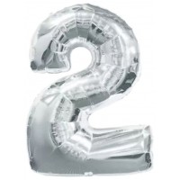 Фольгированная шарик цифра "2", 75 см (серебряная)