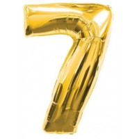  Фольгированная шарик цифра "7", 75 см (золото)