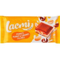 Шоколад Roshen Lacmi молочный с арахисом и карамельно-арахисовой начинкой, 90 г