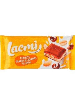 Шоколад Roshen Lacmi молочний з арахісом і карамельно-арахісовою начинкою, 90 г