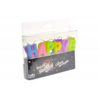 Свечи для торта „Happy Birthday“ разноцветные
