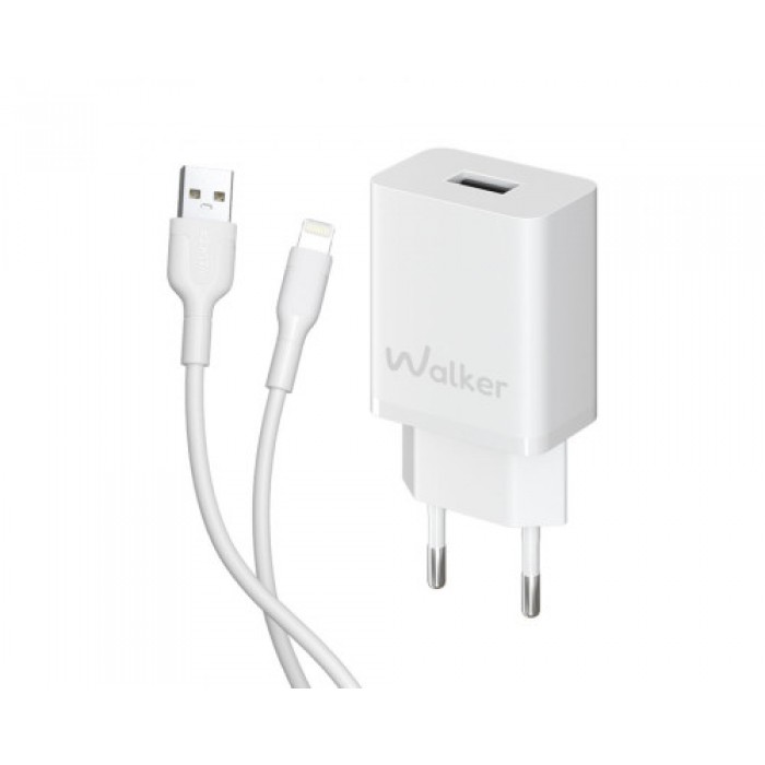 Сетевое зарядное устройство (адаптер) 2в1 WALKER WH-26 1USB/2.1A + Lightning white - 