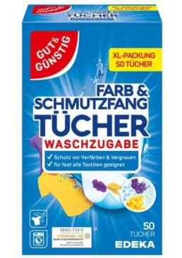 Серветки G&G Edeka для уловлювання кольору під час прання,  50 шт