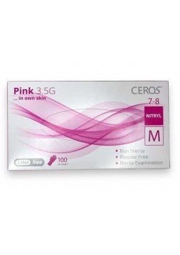 Нитриловые перчатки розовые CEROS M, 100 шт