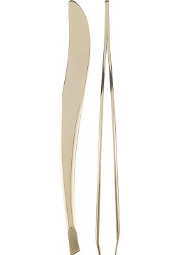 Пинцет для бровей Beauty LUXURY P-01 скошенный золотой, 1 шт