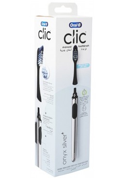 Мануальная зубная щетка Oral-b Clic Onyx Silver (сменная насадка, магнит для крепления) 