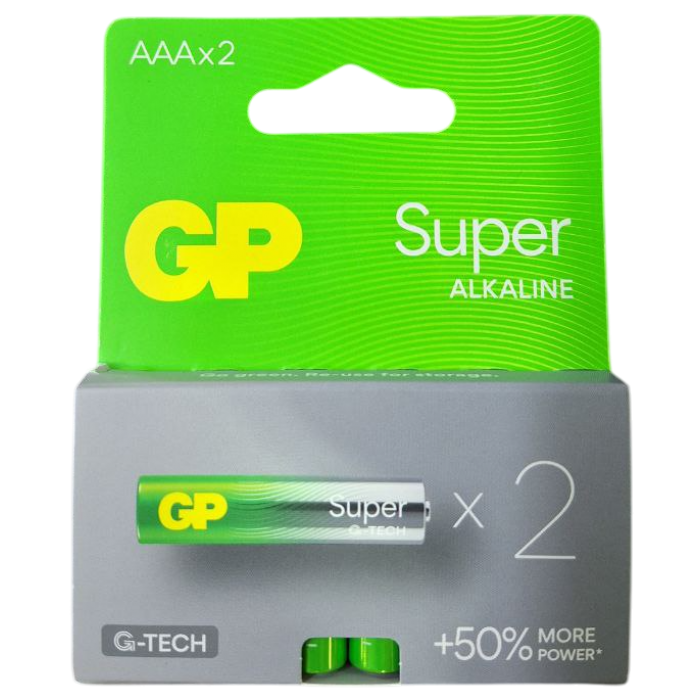 Батарейка GP SUPER ALKALINE 24A-2UE2 LR03 AAA 1.5V, 2 шт - 