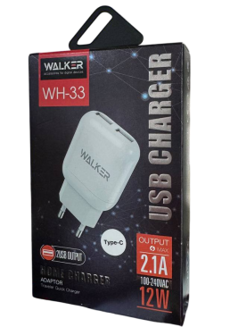 Сетевое зарядное устройство  2в1 WALKER WH-33 2USB / 2.1A + Type-C white