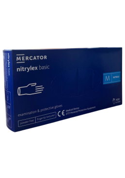 Рукавички нітрилові Nitrylex Basic (розмір М) сині, 100 шт