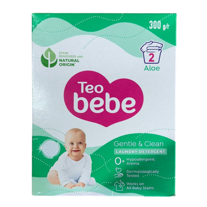 Дитячий пральний порошок Teo Bebe Gentle & Clean Aloe, 300 г (2 прання) - 