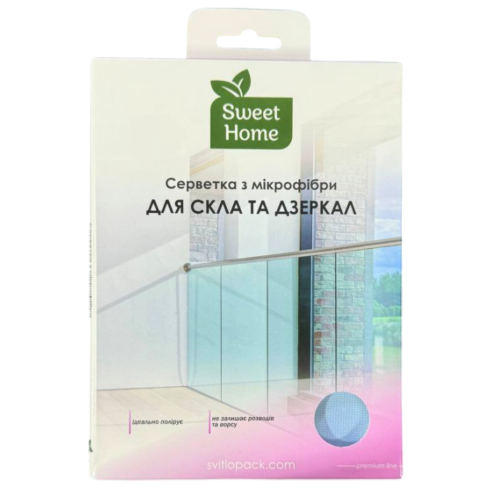 Серветка з мікрофібри Sweet Home для скла та дзеркал, 1 шт - 