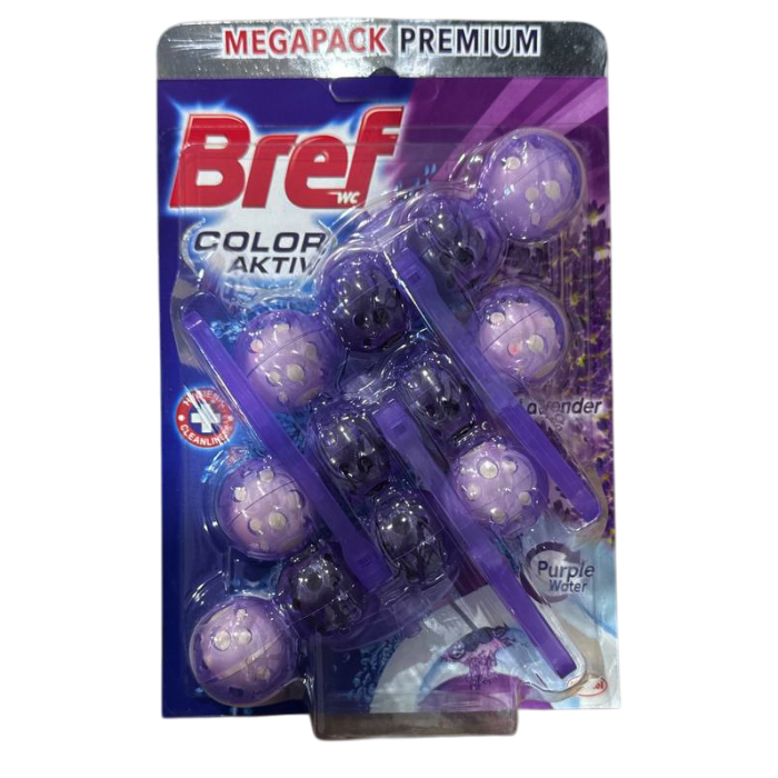 Туалетні блоки Bref Color Aktiv+ "Lavander. Purple water", 3 шт - 