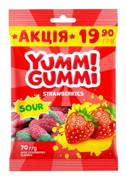 Конфеты желейные Roshen Yummi Gummi Sour Strawberries, 70 г