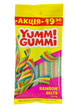 Конфеты желейные Roshen Yummi Gummi Rainbow Belts, 70 г