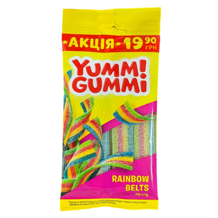Конфеты желейные Roshen Yummi Gummi Rainbow Belts, 70 г - 