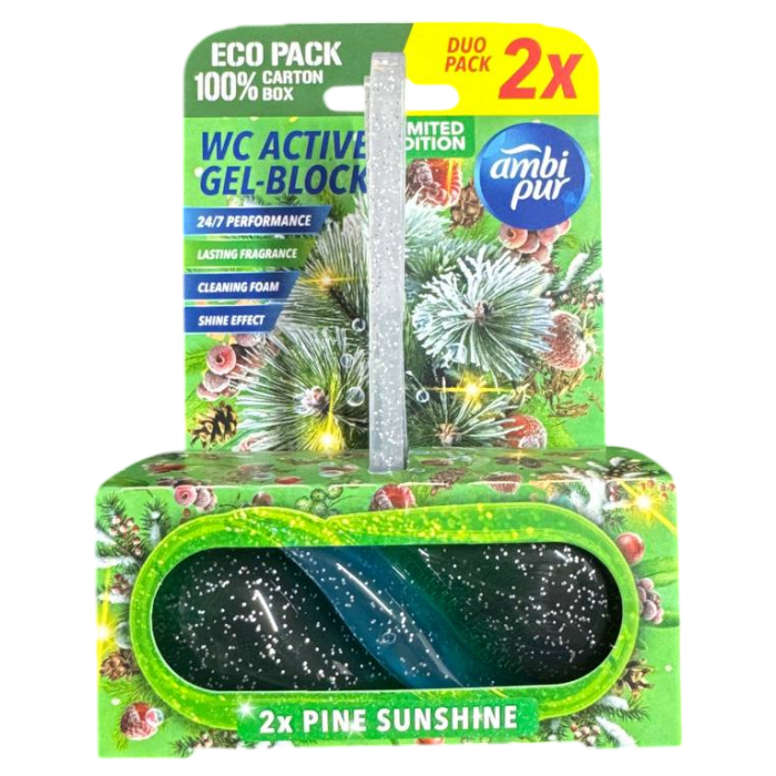 Гелевий підвісний блок для туалету Ambi Pur WC Active Gel-Block Хвоя, 2х45 г - 