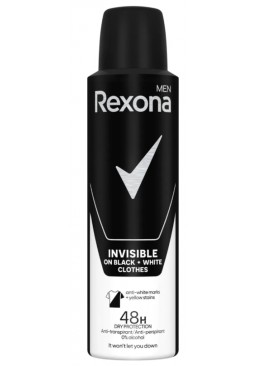 Дезодорант-антиперспирант для мужчин Rexona Невидимый на черном и белом, 150 мл