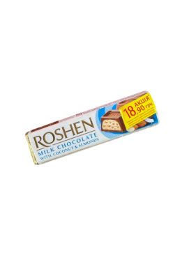 Батончик Roshen молочно-шоколадний Мигдаль-кокос, 38г