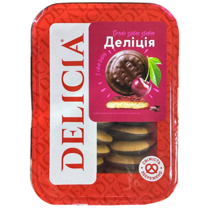 Печенье сдобное взбивное Delicia «Делиция» со вкусом вишни, 300 г - 