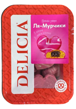 Печиво заварне Delicia "Ля-Мурчики"з декором зі смаком полуниці, 300 г