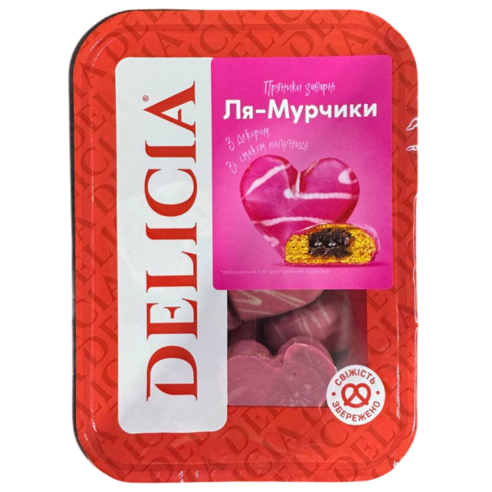 Печенье заварное Delicia «Ля-Мурчики» с декором со вкусом клубники, 300 г - 