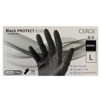 Нитриловые перчатки CEROS Fingers Protect L (8-9), 50 шт (черные)