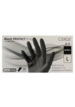 Нитриловые перчатки CEROS Fingers Protect L (8-9), 50 шт (черные)