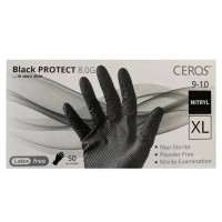 Нитриловые перчатки CEROS Fingers Protect XL (8-9), 50 шт (черные)
