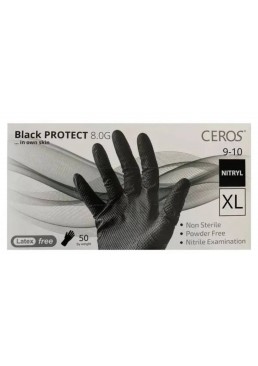 Нитриловые перчатки CEROS Fingers Protect XL (8-9), 50 шт (черные)