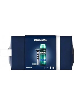 Подарочный набор Gillette Mach3 Comfort в косметичке (косметичка, гель для бритья, станок, 2 сменные кассеты)
