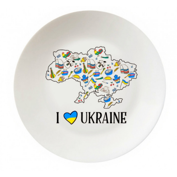 Тарілка в подарунковій упаковці "I Love Ukraine", 25 см - 