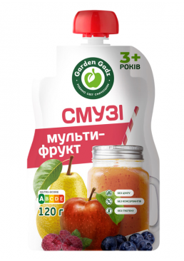Пюре фруктовое Garden Gadz мультифруктовый смузи гомогенизированное стерилизованное, 120 г