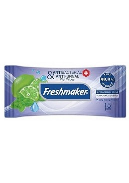 Серветки вологі Freshmaker Antibacterial (Lemon/Lime), 15 шт 
