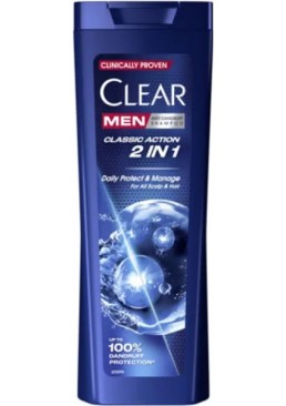 Шампунь против перхоти Clear Men Classic Action 2 in 1, 360мл