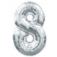 Фольгована кулька цифра "8", 75 см (срібна)